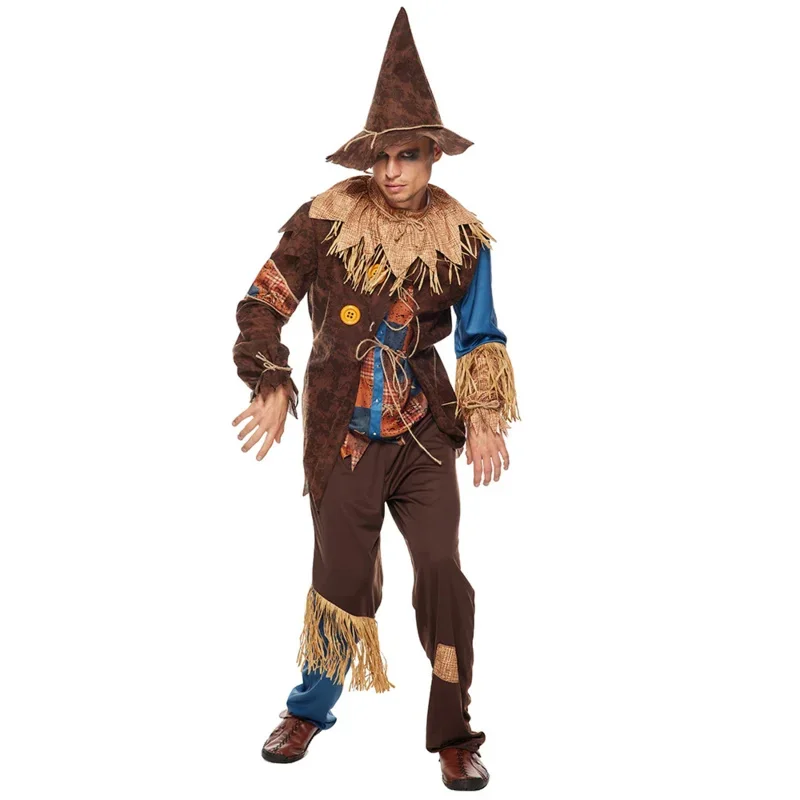 Eraspooky Adult Classic Patchwork Scarecrow Costume Halloween Costumes For Men Carnival Scare Party Purim Fancy Dress Plus S MN5