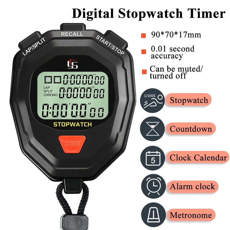 Portable Waterproof Digital Stopwatch Timer Professional Outdoor Sports Training Timer for Fitness Coaches and Referees