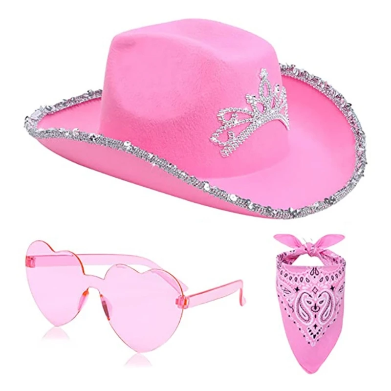 Western Cowboy Hat Pink Cowgirl Hat Style for Men Women Unisex Wear Drop Shipping