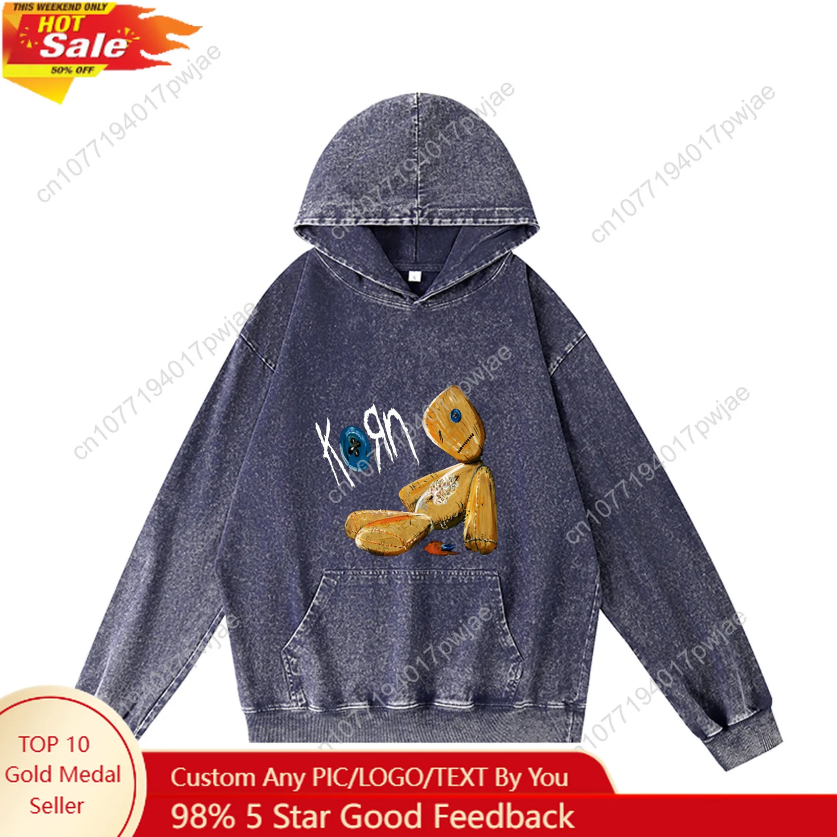 

Korn Rock Band Hoodie Hooded Sweatshirt Men Woman Vintage Pullover Sweatshirt With Pocket Oversized Customized Top
