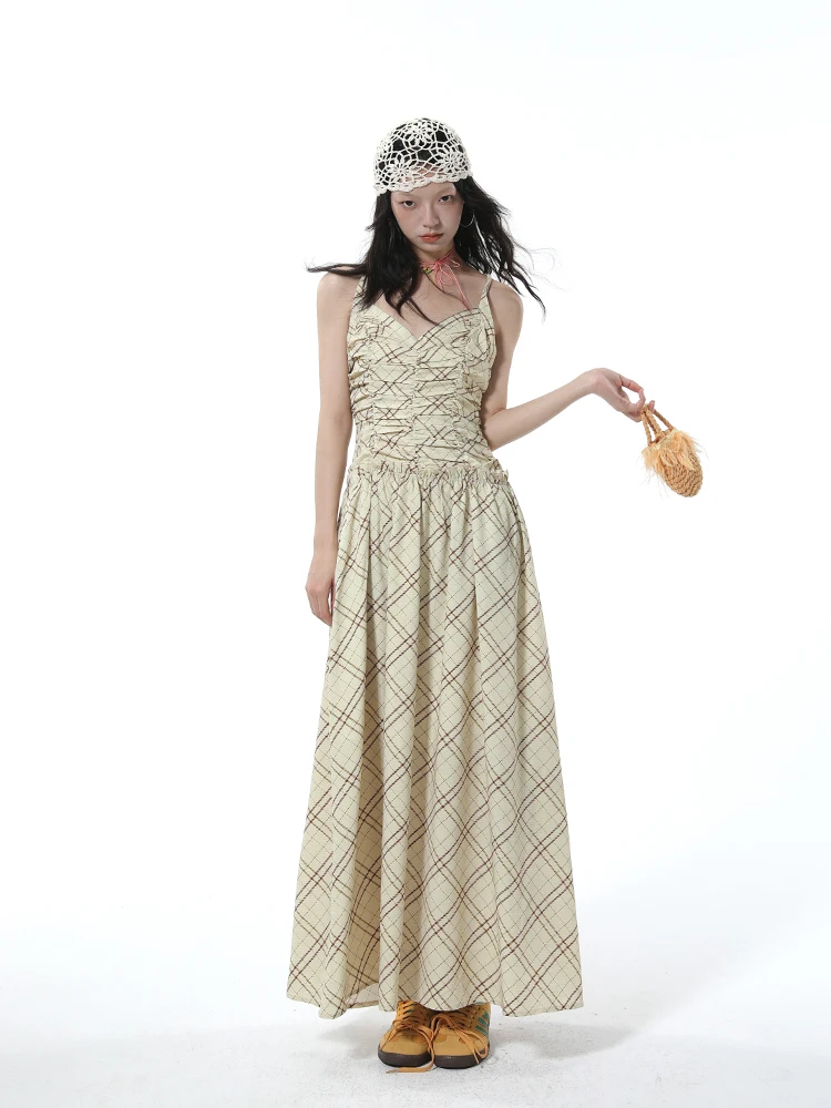 

Retro High Waist Long Dr without Sves V-Ne Cheered Gauze Women's Faion plus Size Summer Thinming Gown