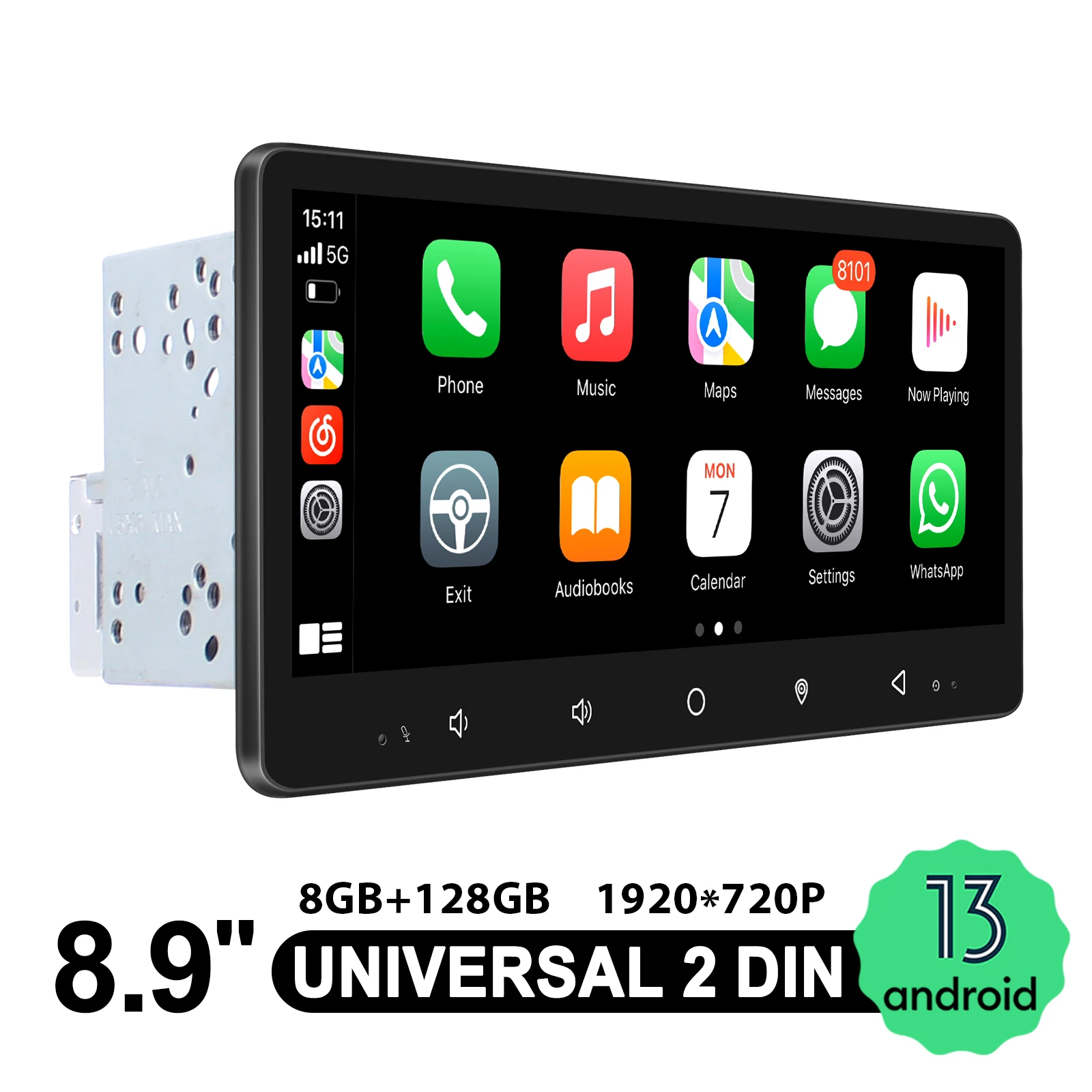 JOYING 8,9 "doble 2 DIN estéreo para coche Bluetooth reproductor Multimedia Radio Universal para coche con soporte Carplay instalación de cámara 360