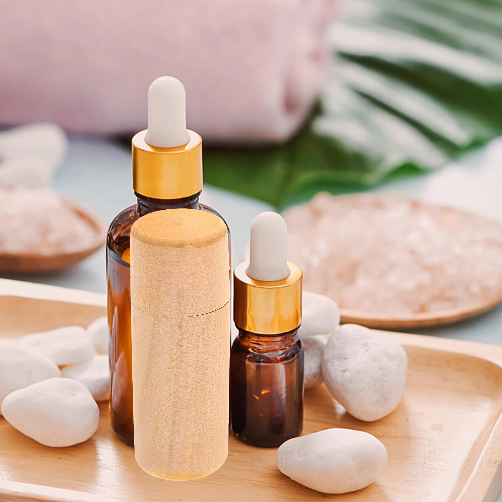 Wooden Essential Oil Box Single Bottle Storage Holder Desktop Organizer for Essential Oils Perfume Aromatherapy Gift Eco - view 6