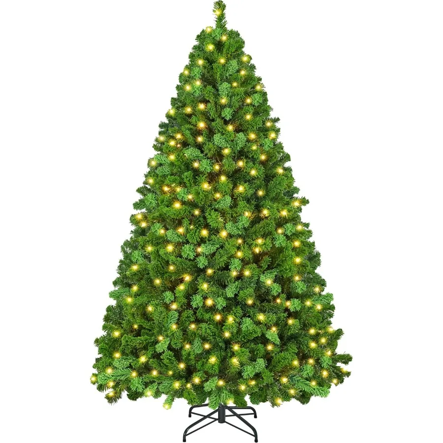 

6ft Pre-lit Artificial Christmas Tree with Incandescent Warm White Lights Flocked Full Prelighted Xmas Tree with 820 Branch Tip