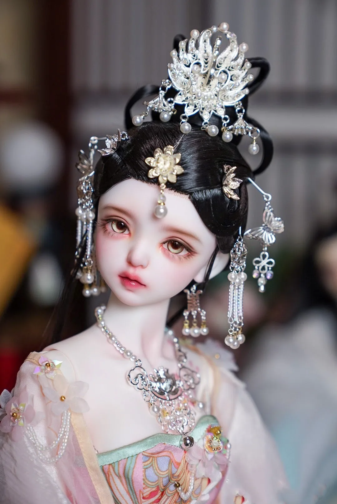 Doll Tiara SD/DD Crown, 1/3 BJD Headdress, Toys Headgear Earring Necklace Accessory Set