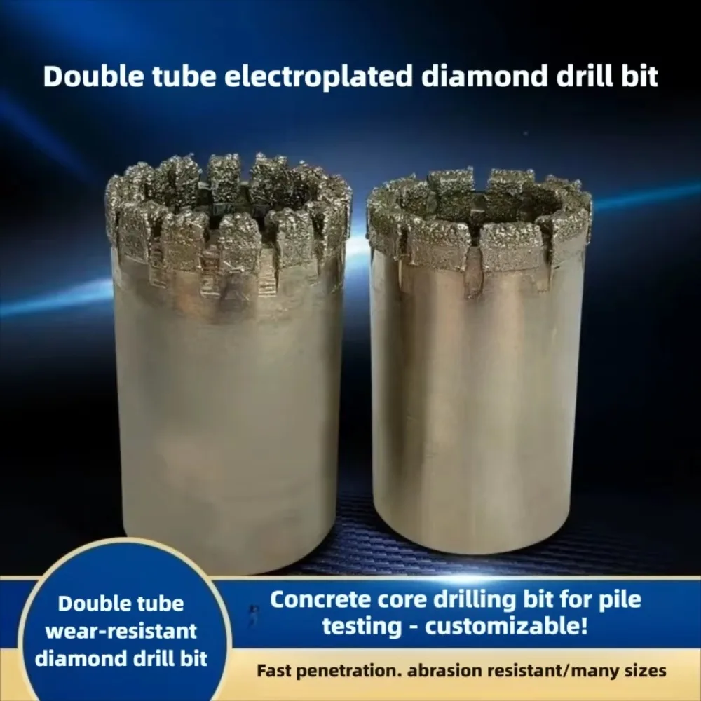 Wear Resistant Double Tube Electroplated Diamond Drill Bit With Imported Diamond Grit For Concrete Pile Test Coring Work