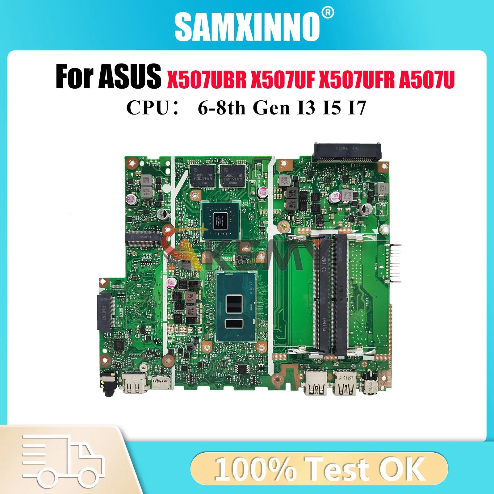 

X507UBR Laptop Motherboard For ASUS X507U R507U X507UFR Y5000U X507UBR X507UB X507UF X507UAR A507U F507U Mainboard I3 I5 I7 CPU
