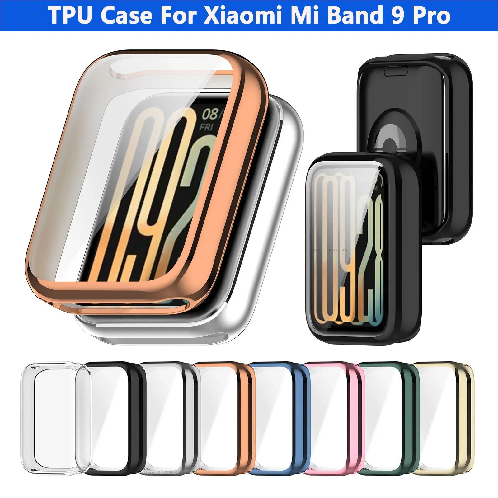 

Для Xiaomi Mi Band 9 Pro Smartwatch Защитный чехол из ТПУ Аксессуары для Mi Band 9 Pro Защитная пленка для экрана Бампер Силиконовый чехол