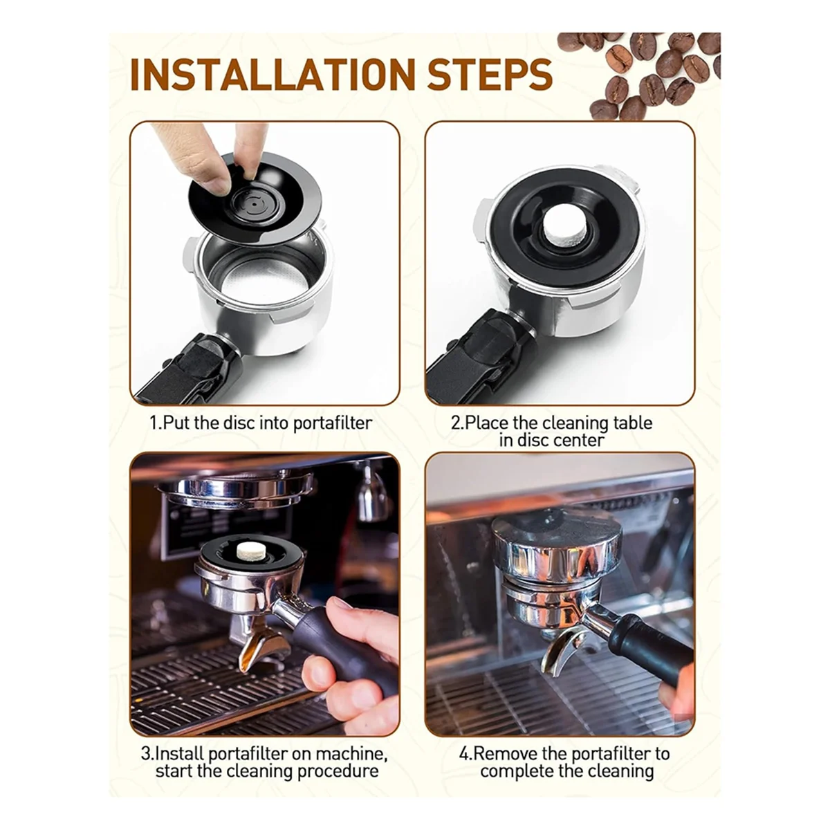 【COMELY】قطعتان من قرص تنظيف الإسبريسو، قرص خلفي من السيليكون مقاس 54 مم لملحقات آلات الإسبريسو Breville BES810BSS، BES840XL