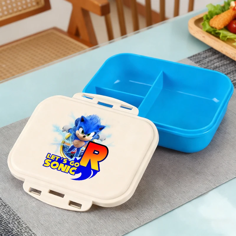 

Sonics Partern Lunch Box Student Cartoon A-Z Letter Plastic Portable Bento Box Blue Container Insulated Lunch Meals Box Kid Gift