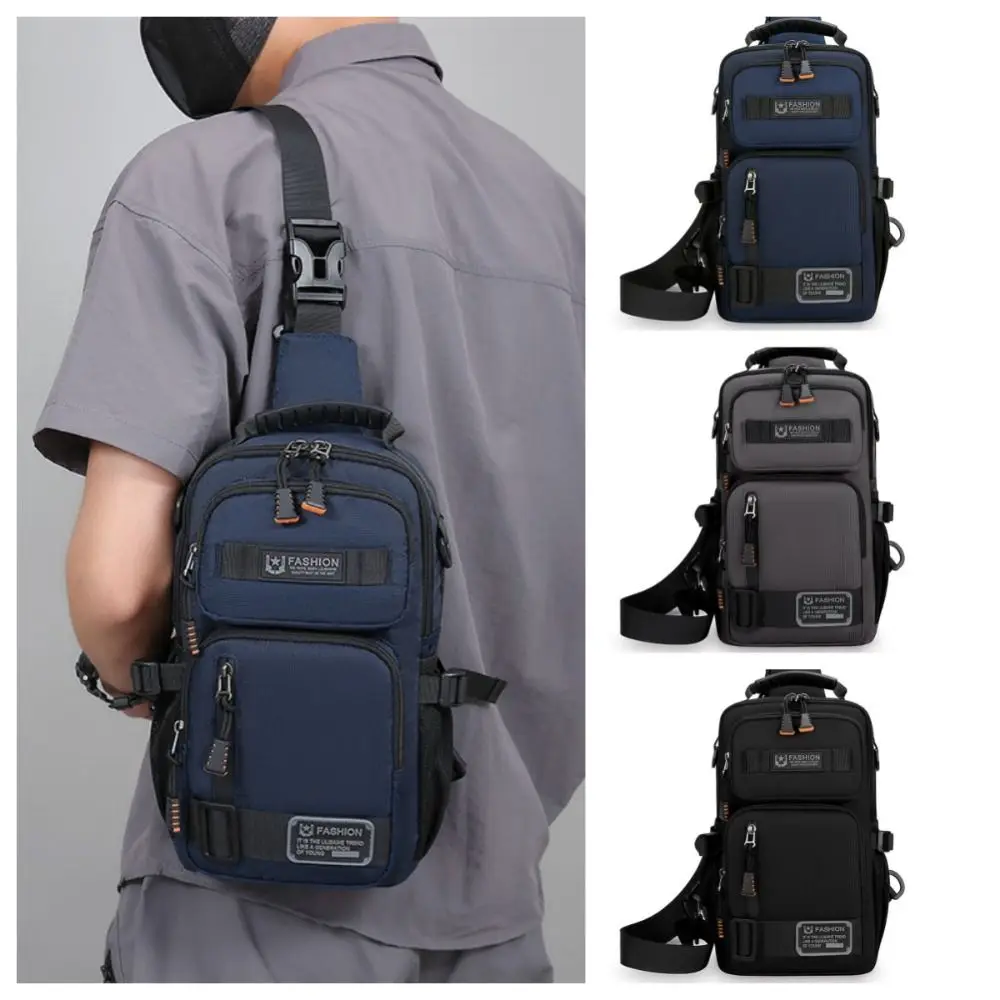 

Portable Multi Pockets Men Chest Bag Shoulder Bag Cloth Sports Message Bag Multifunction Zipper Crossbody Bag Outdoor