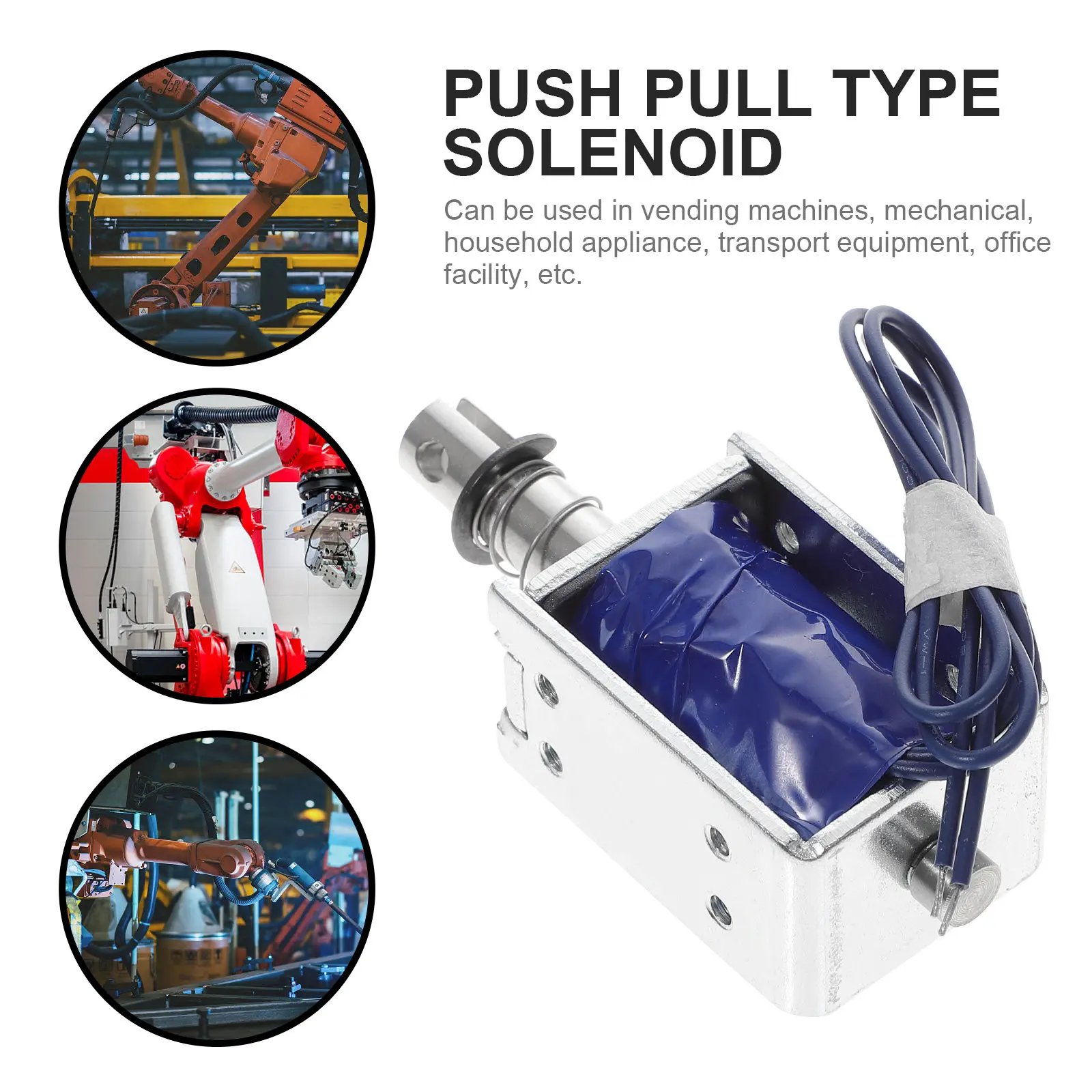 

Компактный соленоидный электромагнит 12В 1.2А с высокопроводной медной катушкой, длительным сроком службы, для промышленного использования, толкающий/тянущий соленоид