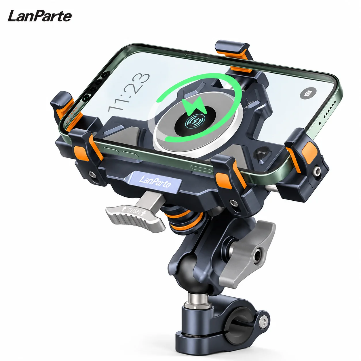 motorcycle-phone-holder-mount-wireless-charging-360°-rotation-anti-shake-aluminum-handlebar-bracket-for-bike-scooter