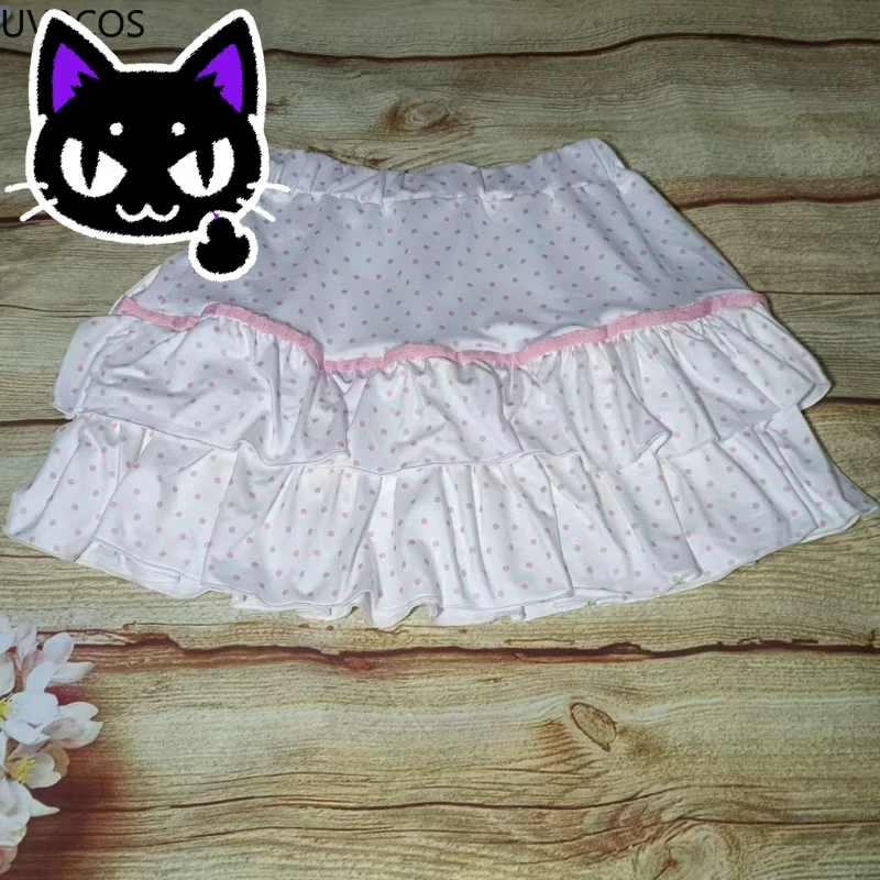 2025 misa hot sale Kawaii Lolita Style Cake Mini Skirts Japanese Women Sweet Polka Dot Print Bow Pleated Skirts A-Line Y2k Short