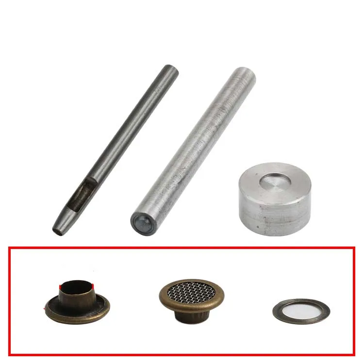 100set Silber Messing Mesh Metall Tülle Ösen Installieren Werkzeug Tülle Kits Handwerk Machen, Reparatur, dekoration und DIY Projekte – Detail 4