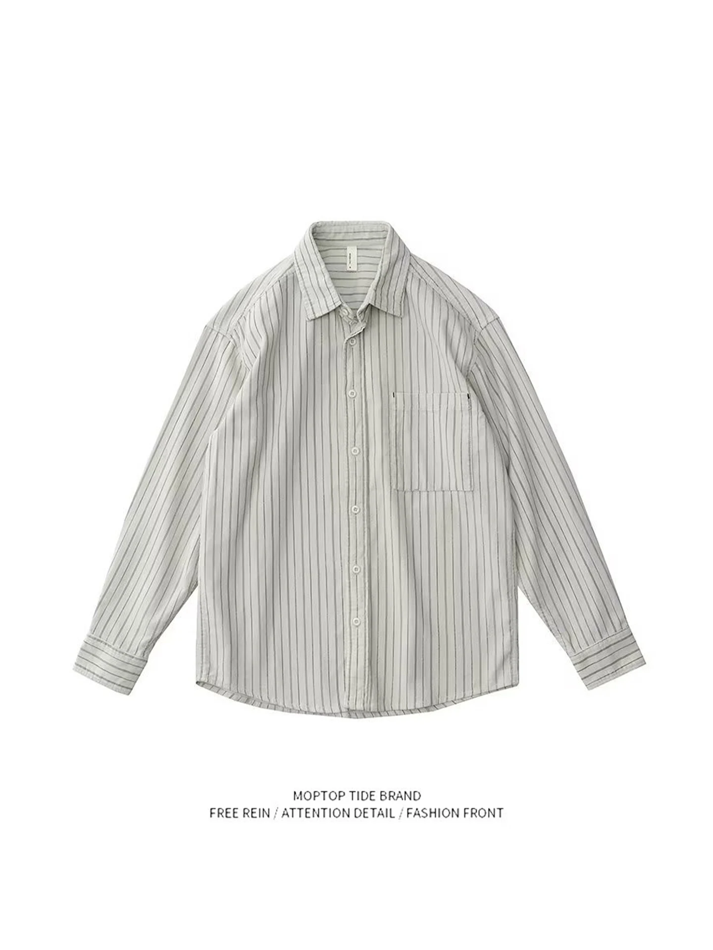 

Mr. WH Retro Striped Long Sve Casual Loose Iron-Free irt ex Youth ular Polyester Fiber Four Seasons Versatile irt