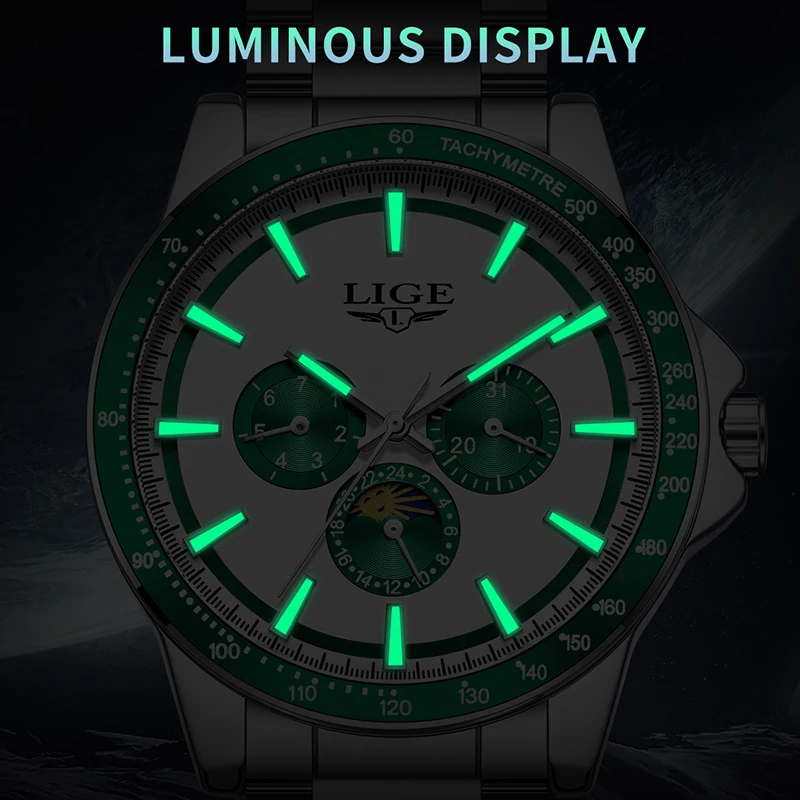LIGE 2025 New Mechanical Pendulum Hammer Design Watch Men Fashion Stainless Steel Waterproof Luminous Men's Quartz Wristwatches