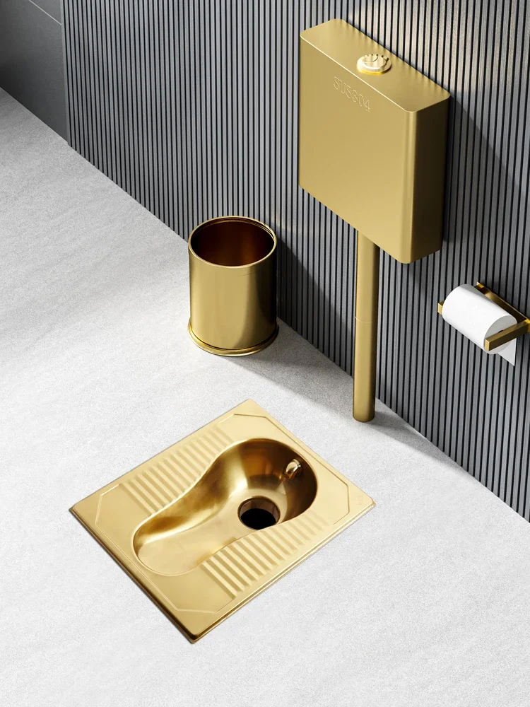 بار مرحاض القرفصاء الذهبي KTV على الطراز الأوروبي، مرحاض القرفصاء، مجموعة خزان دافق المرحاض القرفصاء #3
