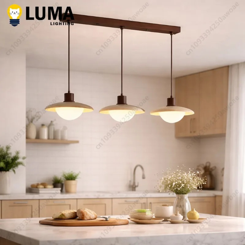 Natural Travertine Pendant Light Kitchen Island Dining Table Lamp Japandi Wabi Sabi Stone Hanging Light LED E27 Ceiling Fixture