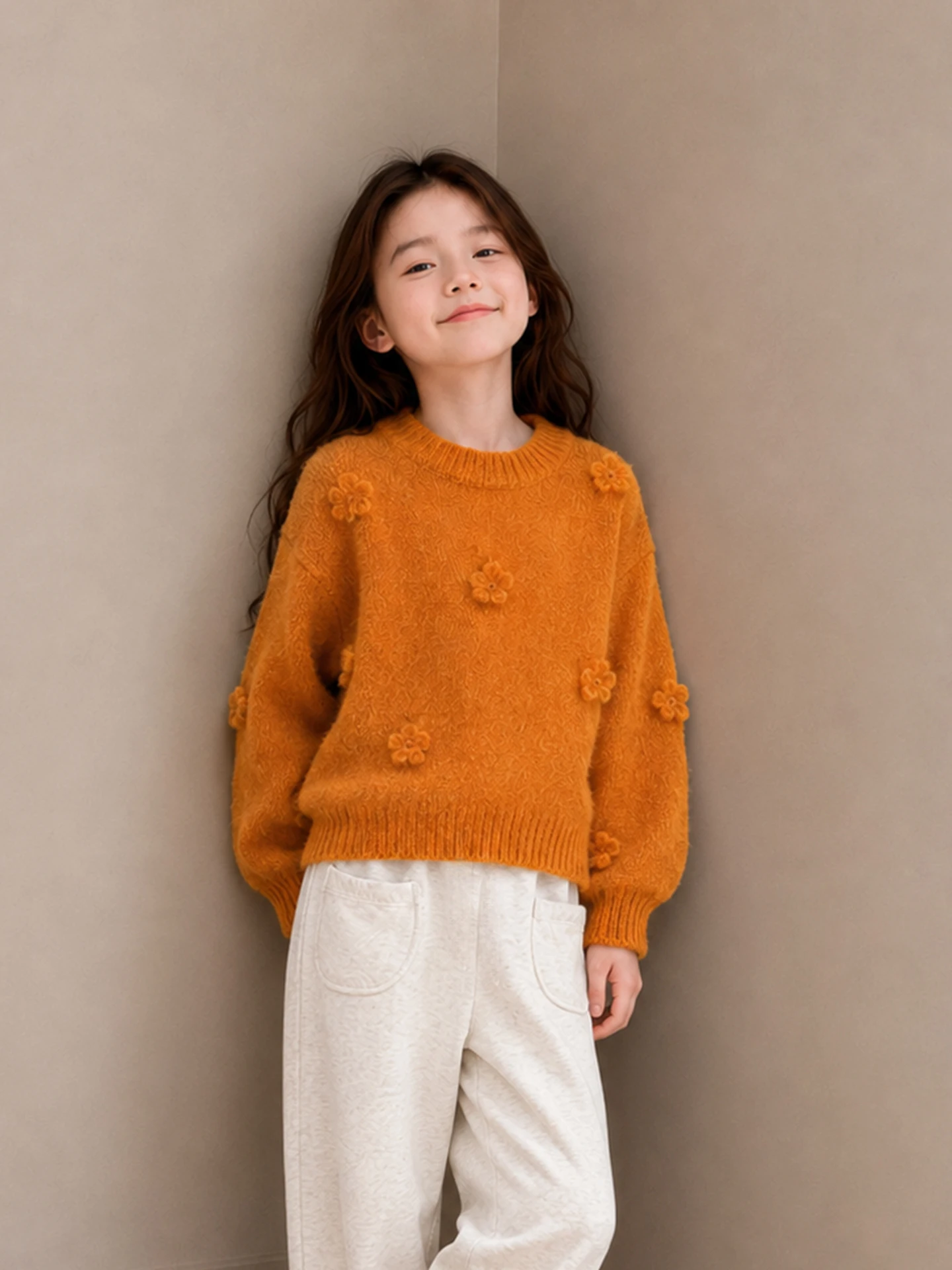 thickened-round-neck-sweater-set-for-girls-warm-cozy-kids-knittedwear-spring-autumn-fashion-loose-style-children's-clothing