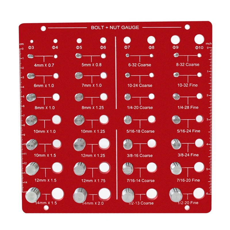 Nut & Bolt Thread Checkers-28 Bolt Size & Thread Identifier Gauge & 8 Size Aperture Gauge,Measuring Identifier