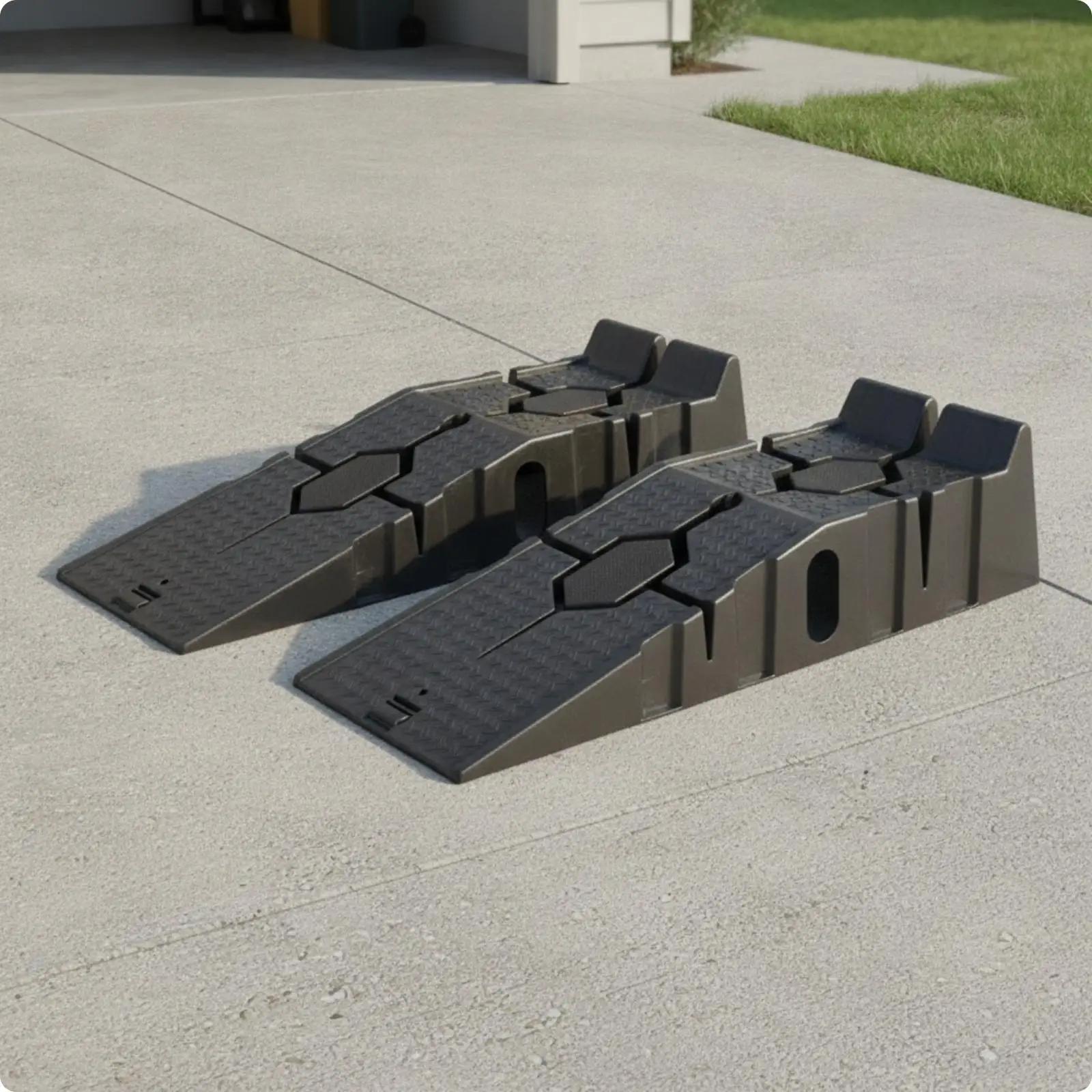 Car Maintenance Ramp Heavy Duty Plastic Auto Service Ramp for Oil Change Vehicle Lift Ramp Portable Ramp for Garage Workshop