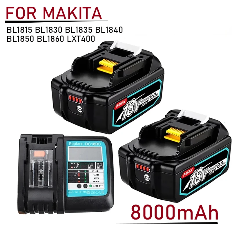 

Original Makita 18V 6.0 8.0Ah Rechargeable Battery For Makita Power Tools with LED Li-ion Replacement LXT BL1860 1850 18v8000mAh