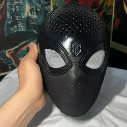 Full Head Holland Spider-Man Faceshell with Magnetic Eyes &Movable Chin for DIY Cosplay Accessory (Black or White Random )
