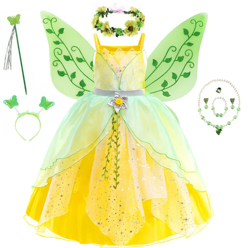 

Tiana Cosplay Costume for Girls Fancy Princess Cosplay The Frog Dress Carnival Birthday Party Kids Frock Ball Gowns Clothes 2-6