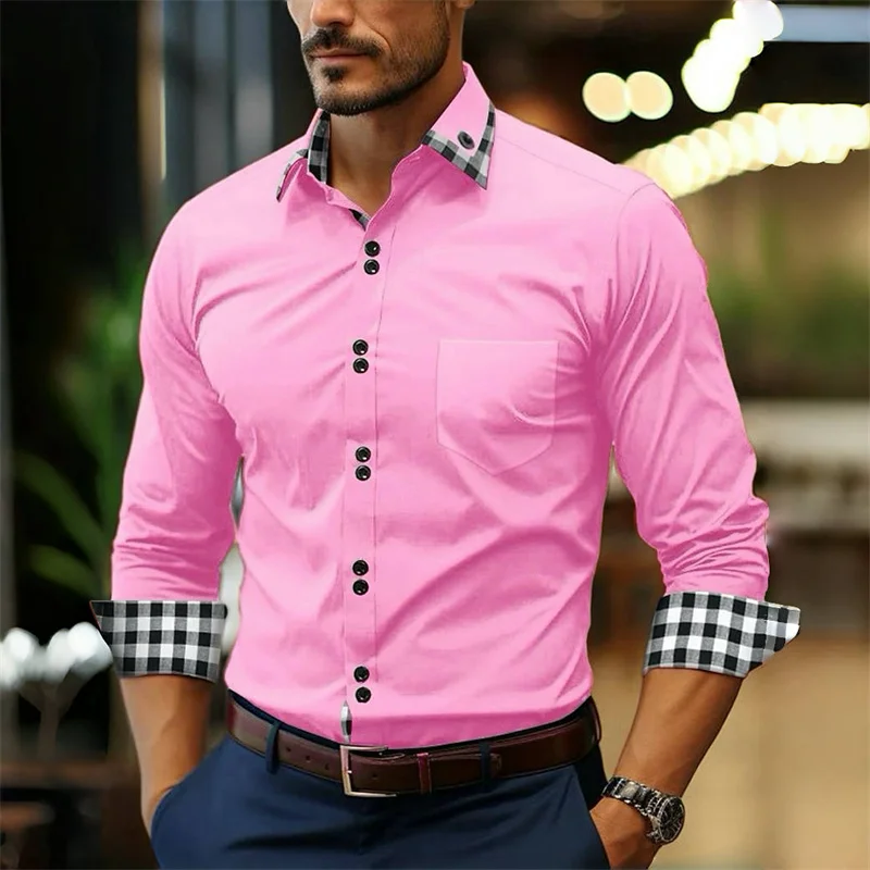 Men\'s shirt 2024 Explosion classic buckle shirt 12 color business office shirt shirt shirt pocket decoration oversized size