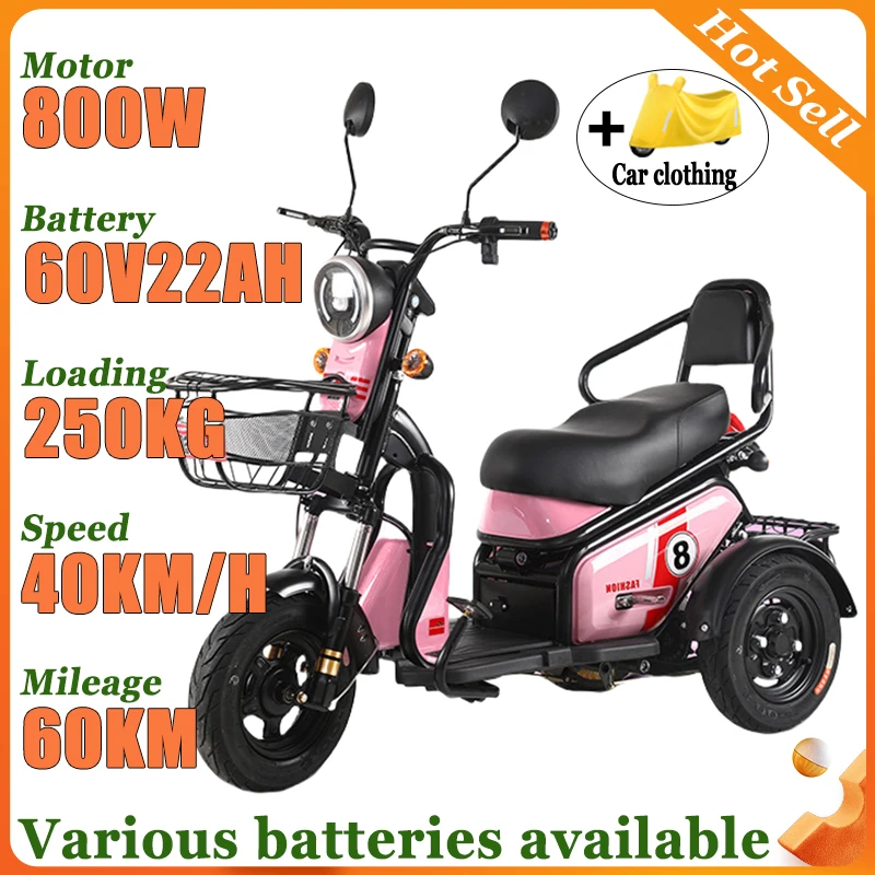 

Adult 800W22AH Electric Tricycle Household Elderly Parent-child Portable Disabled Mobility Scooter Commuting Leisure Bicycle