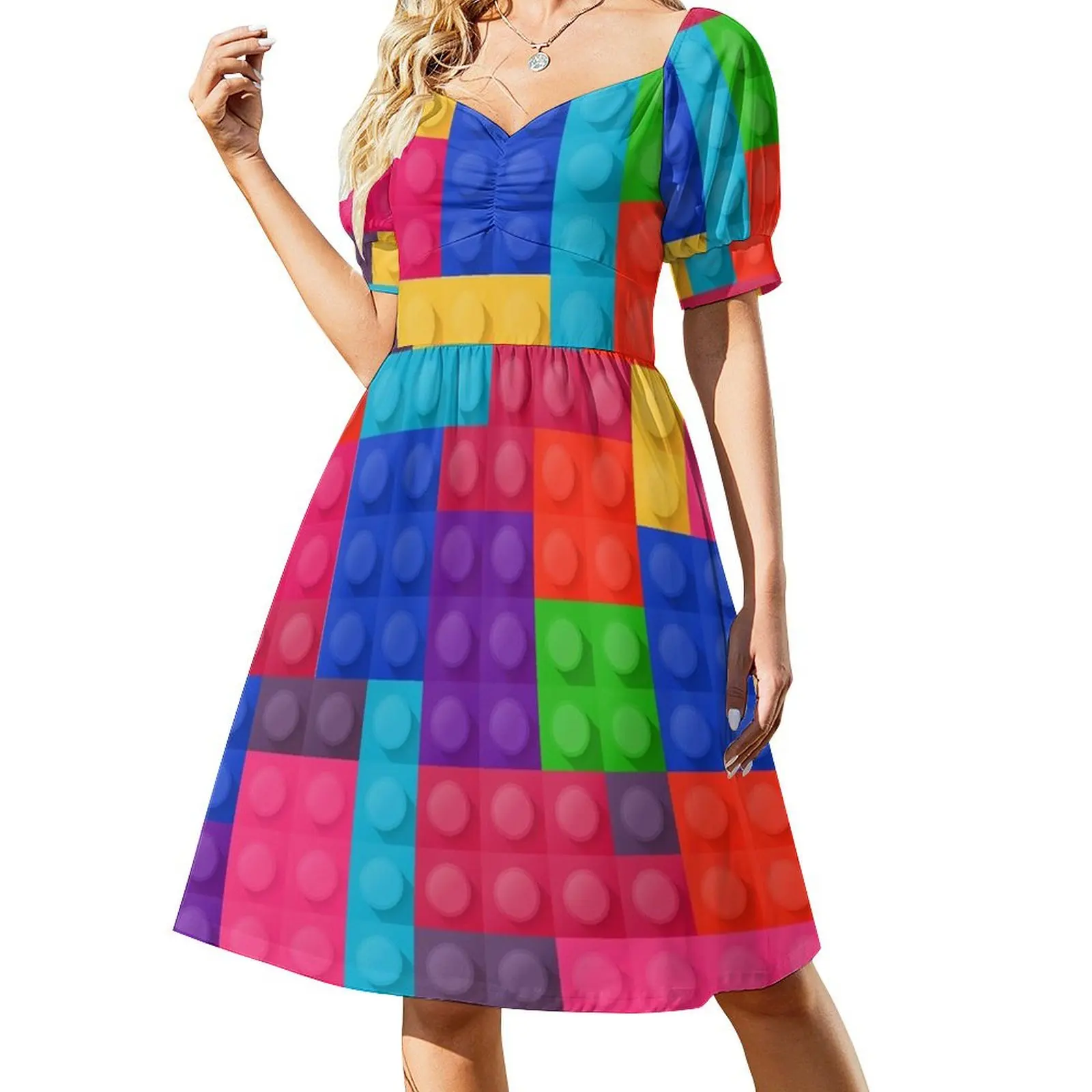 

Building Blocks Short Sleeved Dress Woman fashion prom clothes bandage dress Dress