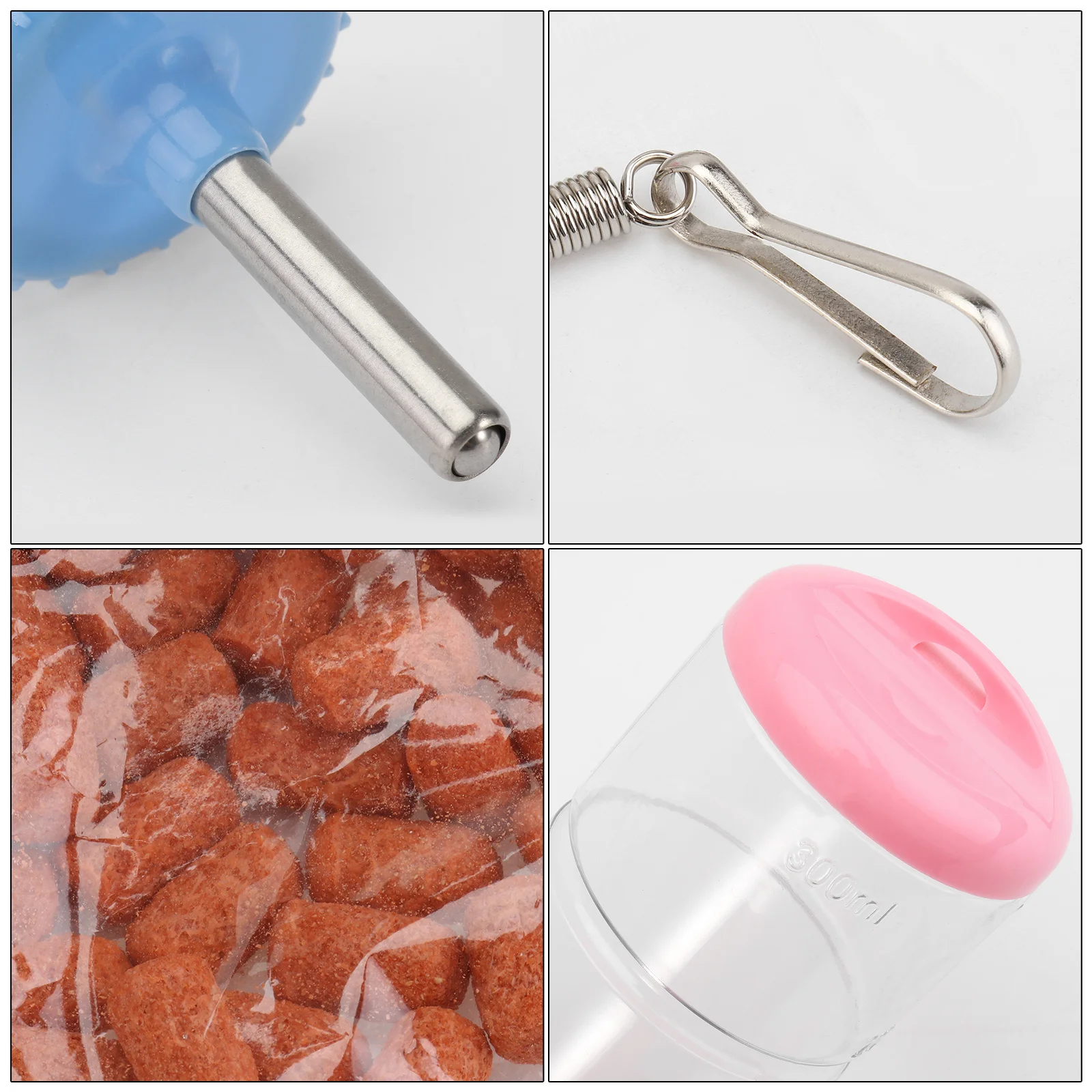 

2pcs Rabbit Drinking Fountain Pet Water Bottle Pink Blue Stainless Steel Leakproof For Hamster Guinea Pig Pet Feeding Tool