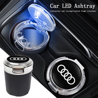 Car Ashtray Cup LED Light Ashtray Holder Auto Accessories For Audi Sline A1 A2 A3 A4 A5 A6 A7 A8 Q1 Q2 Q3 Q4 Q5 Q6 Q7 Q8 TT RS3