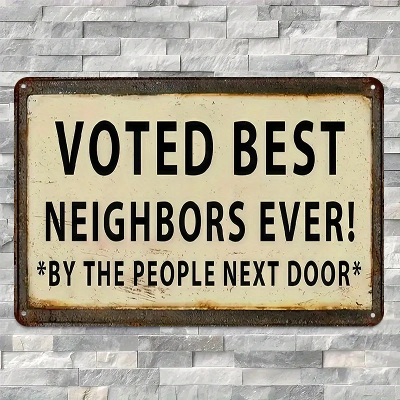 （2D Tin painting）1pc Vintage Neighbor Metal Sign - 