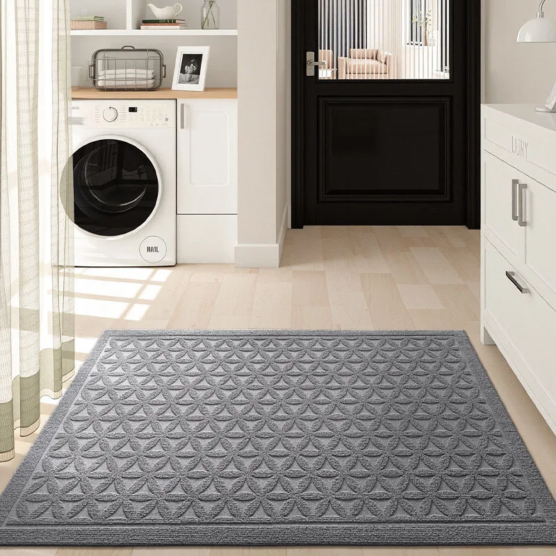 Entrance Doormat Anti Slip Floor Mat Indoor Outdoor Door Carpet Durable Water Absorbent Bathroom Rugs Stripe Door Mats Grey