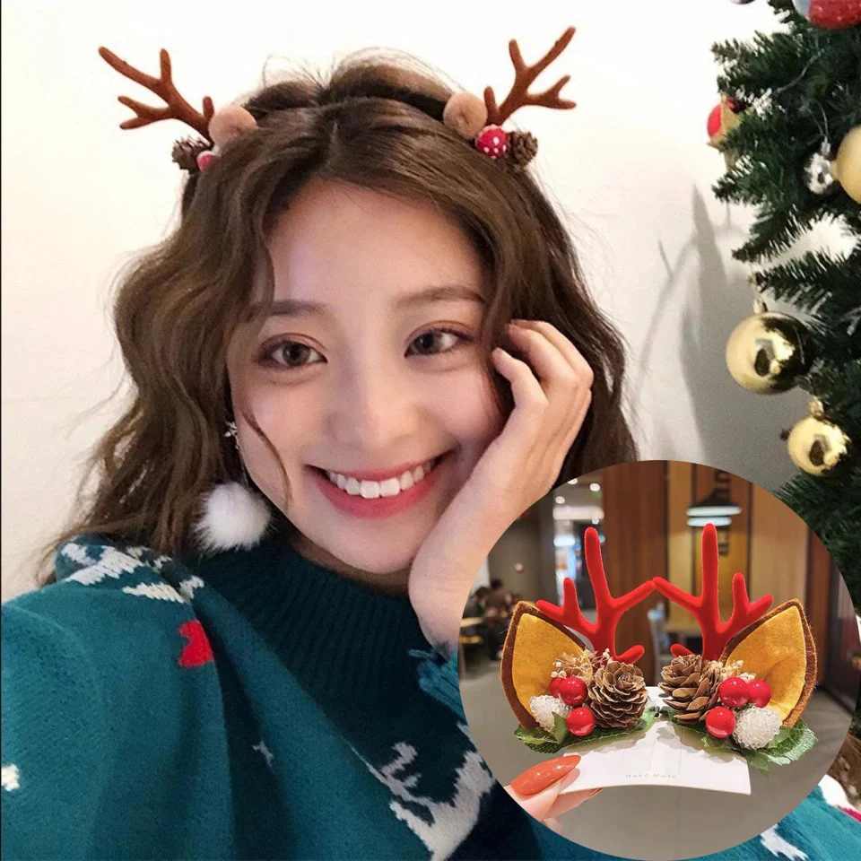 

Xmas Antler Barrette Hair Clips New Year Girls Hairgrips Woman Party Ornament Accessories Christmas Hair Clips Deer Ear Hairpins
