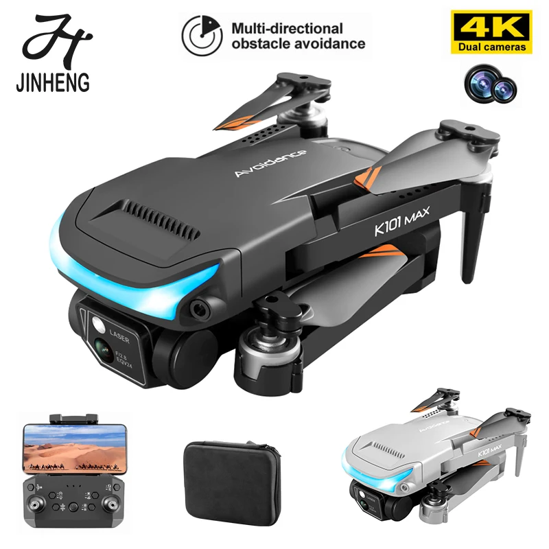 

JINHENG 2023 New K101MAX Mini Drone 4K Dual HD Camera Wifi FPV Obstacle Avoidance Folding Quadcopter Helicopter Gift for Boys