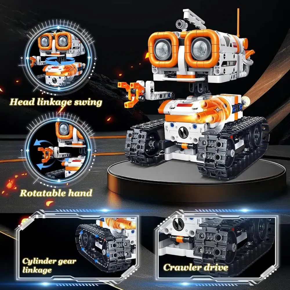 Kit robot STEM tout-en-un : blocs de construction télécommandés par application et à distance pour enfants de 6 à 12 ans
