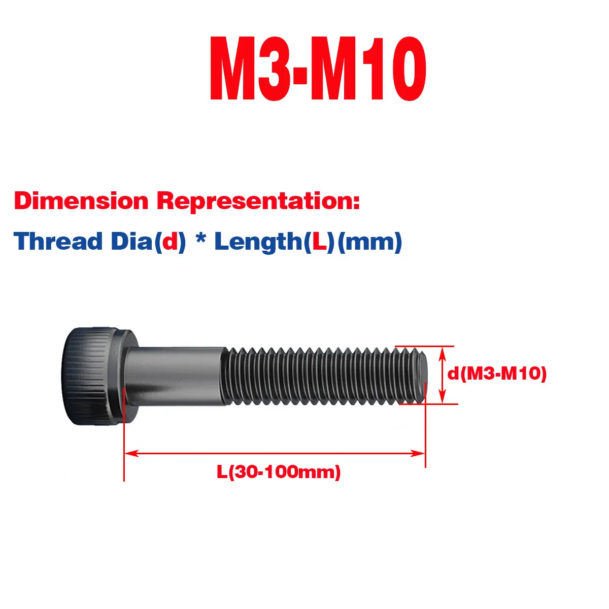 Grade 12.9 High Strength Black Hexagon Socket Screw / Cheese Head Bolt Screw M3M4M5M6M8M10