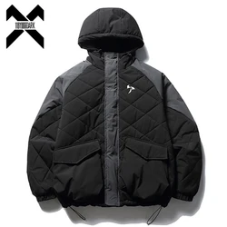 Casaco acolchoado com capuz grosso quente masculino, Winter Parkas, Jaquetas de carga, Hip Hop Streetwear, Vestuário, 2023