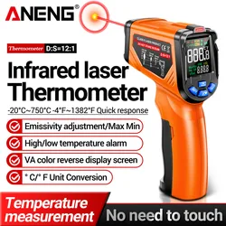 ANENG TH06 cyfrowy czujnik temperatury na podczerwień pistolet 0.1-1.00 regulowany VA termometr z odwróconym ekranem narzędzie do wykrywania instrumentów