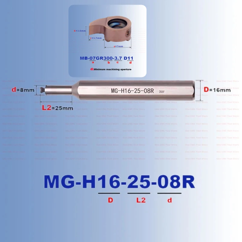 

MG-H12-15-07R-MB07 Инструментальный стержень с ЧПУ для обработки малых канавок 12 мм 16 мм Твердосплавные вставки Внутренние MB-05GR 07GR 08GR 09GR 11GR