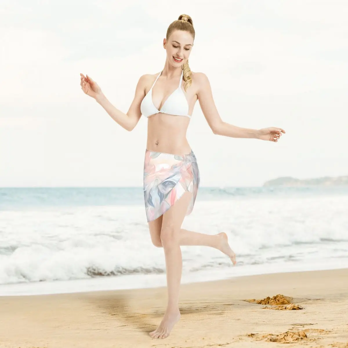 Sarongs courtes personnalisées pour femmes, teinture par nouage, enveloppe de plage, impression 3D, pour maillots de bain, robe portefeuille pour Bikini, Cover-up pour maillot de bain