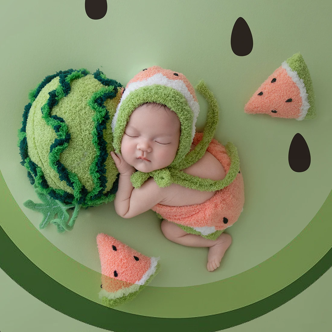 Newborn Baby Watermelon Costume Soft Fabric Infant Photoshoot Props Soft Baby Sets for New Originality