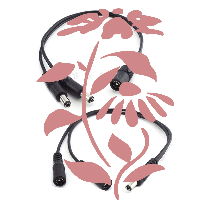 5.5mm*2.1mm 1 Female To 2 Male Connector Male To Female Plug DC Power Splitter Cable LED Strip Light Power Supply Adapter D5