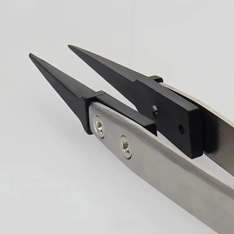 ESD-Safe Precision Tweezers, Anti-Static Tips with Heavy-Duty Metal for Electronics & Jewelry Repair.