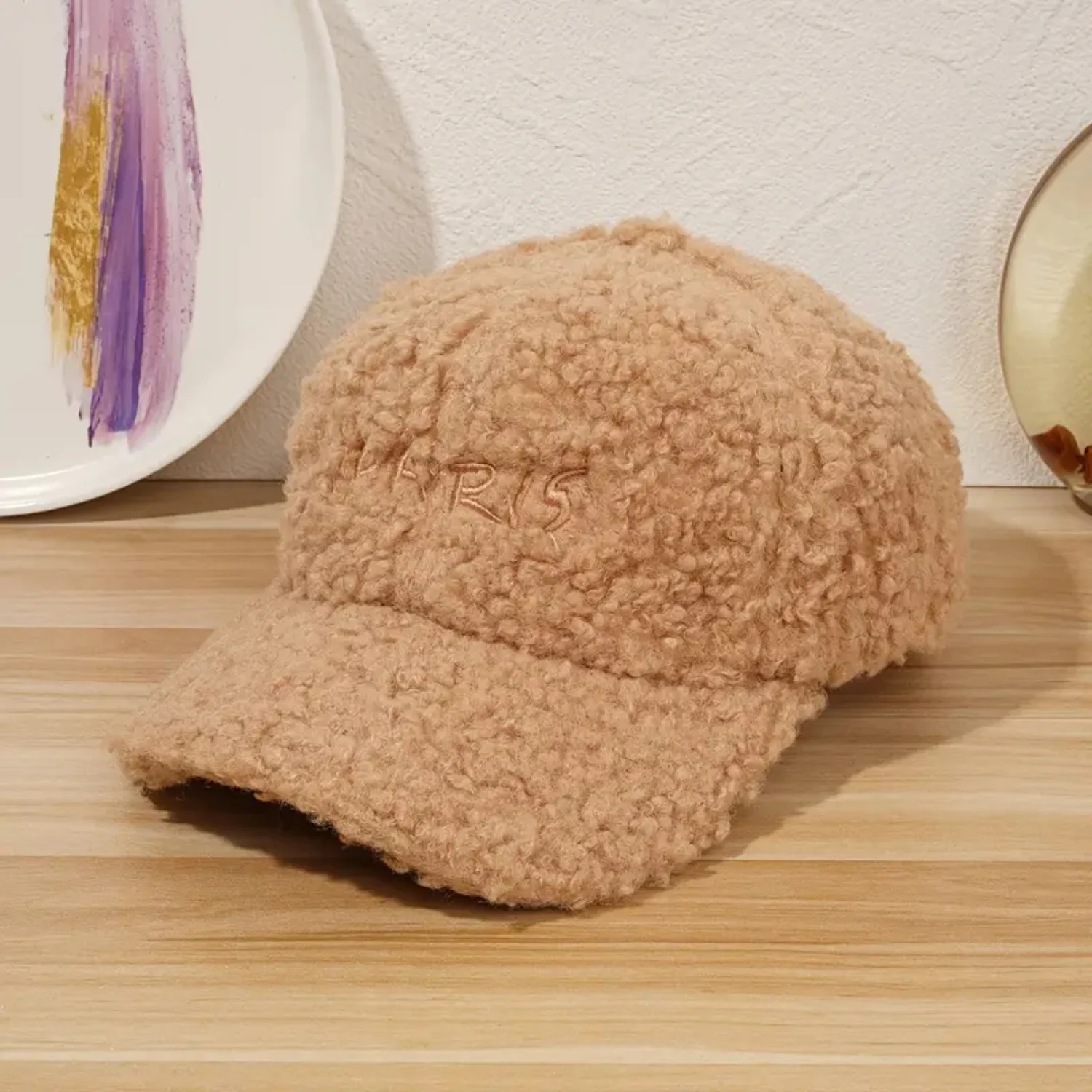 Winter Lamb Wool Letter Cute Baseball Cap Outdoor Adjustable Casual Style Hat for Women Girls - Stay Cozy and Stylish all season