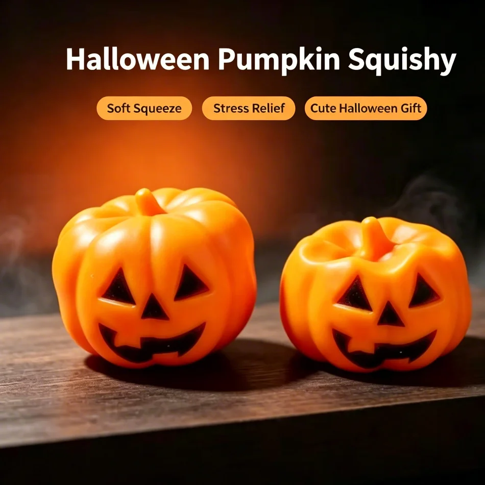Halloween Ghost Pumpkin Squishy Fidget Toy Soft Squeeze Stress Relief Cute Kawaii Calming Sensory Desk Decompression Party Gift