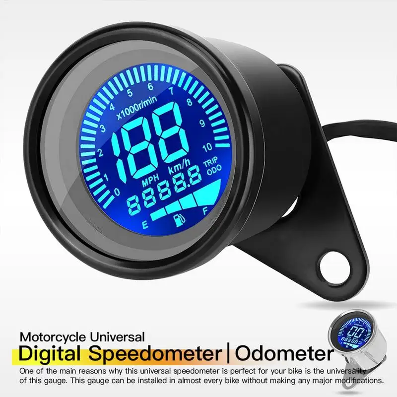 Motorcycle Tachometer Waterproof LCD Speed Meter With Bracket Plug And Play 10000 RPM DC 12V Speed Odometer Replacement